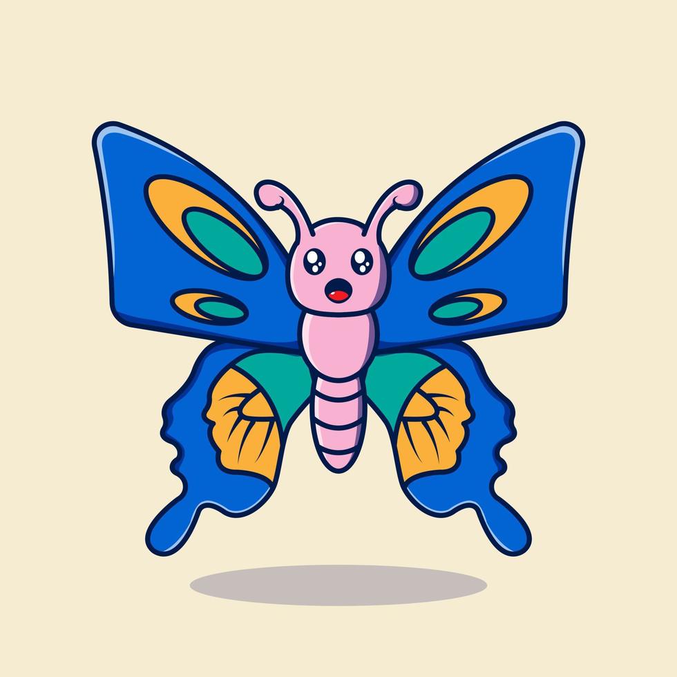 cute cartoon BLUE butterfly Free Vector