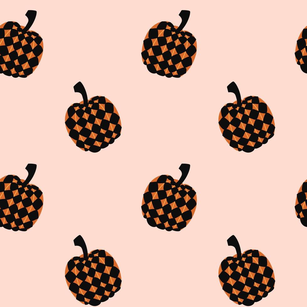 Seamless pattern of autumn pumpkins. Multicolored autumn harvest in yellow and orange colors. Autumn background. Vector illustration.