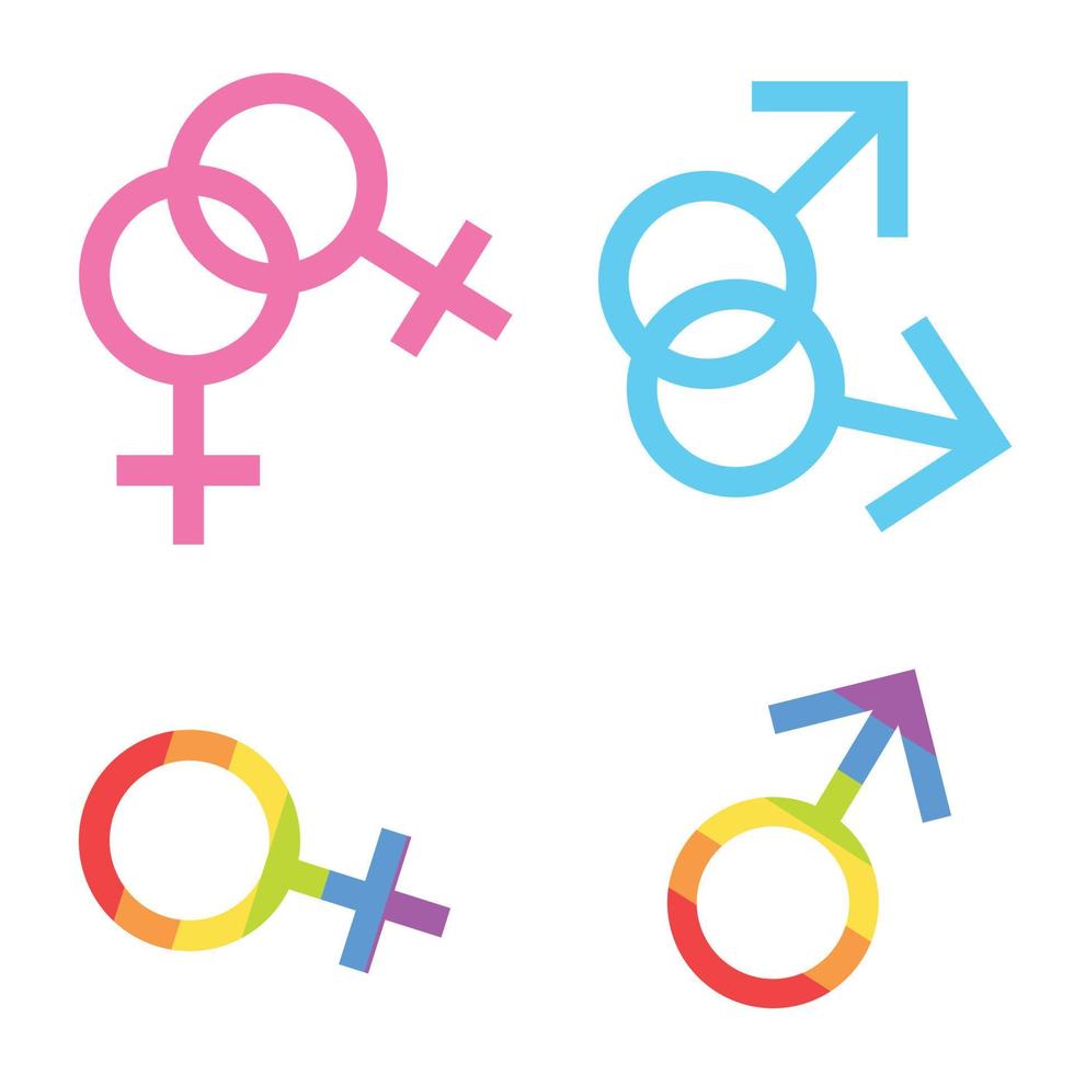 masculino y hembra símbolo como lgbt concepto. conjunto de aislado género elementos. vector ilustración.