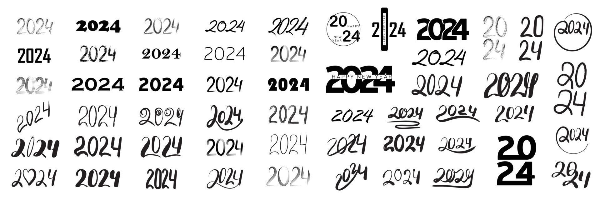 Collection 2025 year. Set of handwriting 2025 numbers. Vector