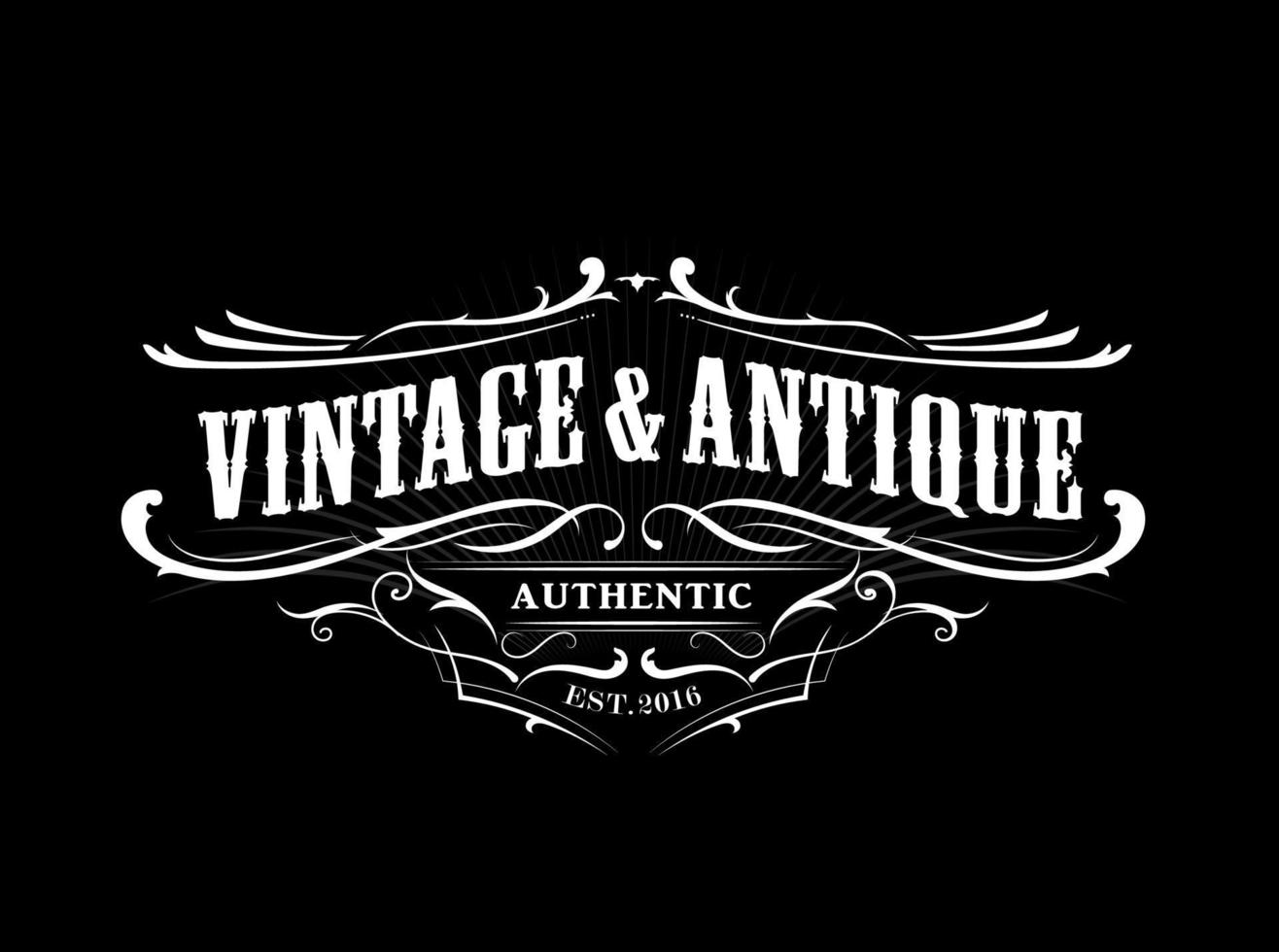 vintage badge border western antique frame label engraving retro vector illustration