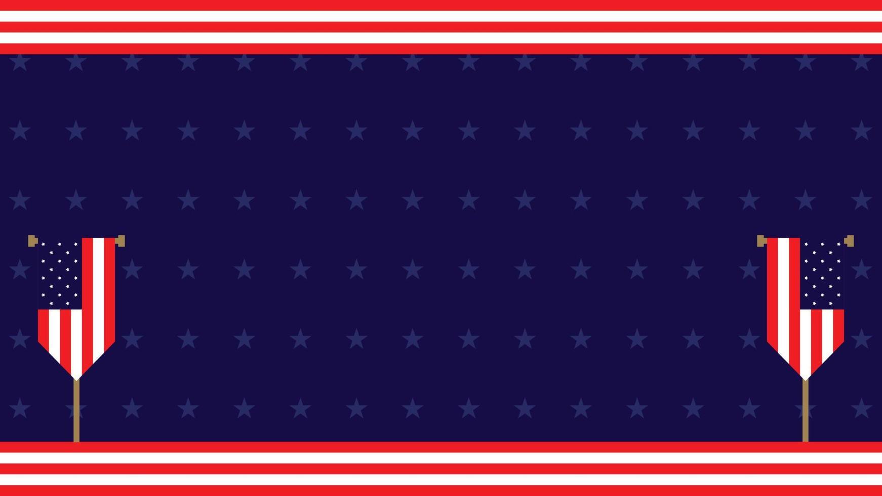 Background of American Flag Day with two flying United States flags, some flag ornaments and a star. and copy space area. Suitable to be placed on content with that theme. vector