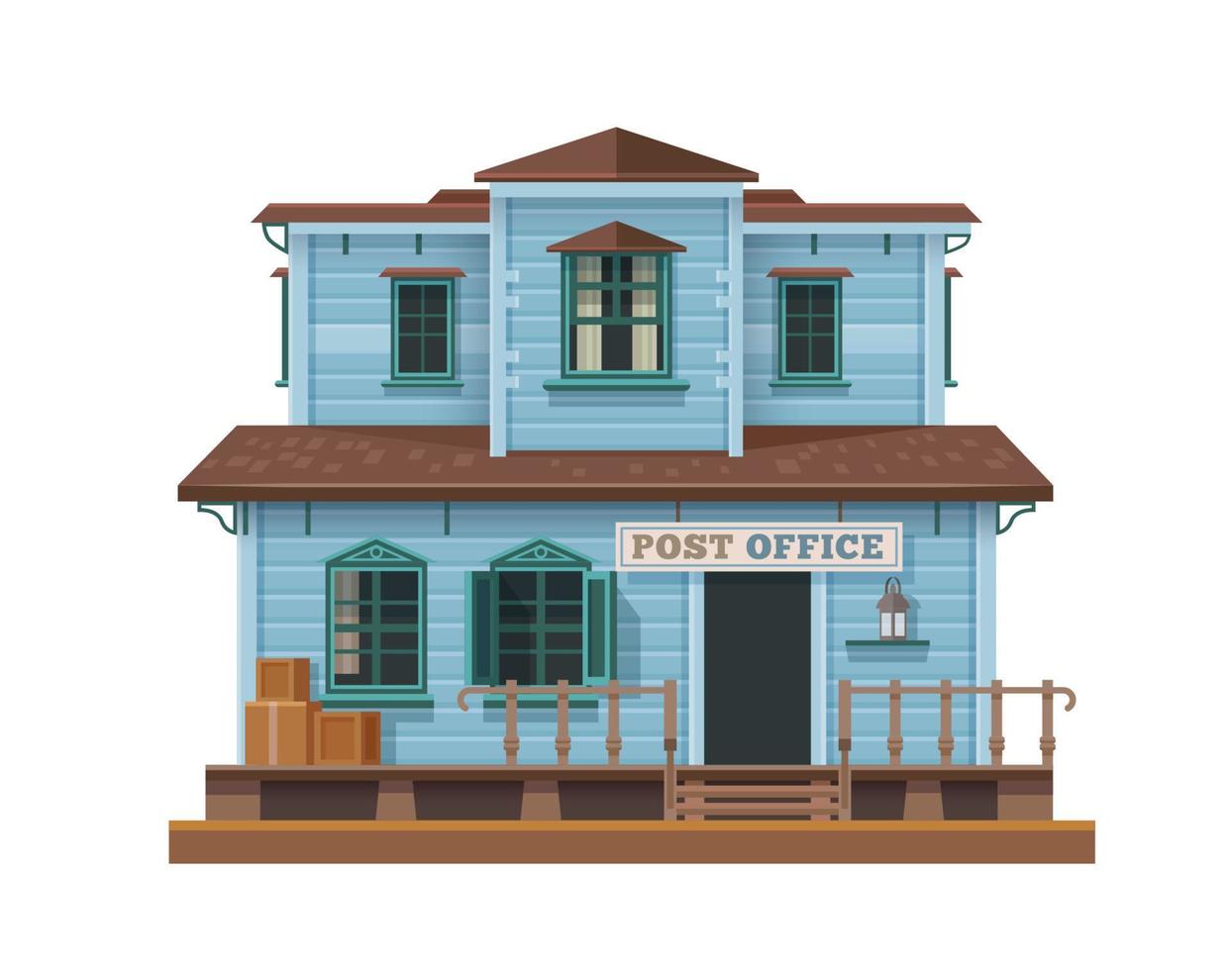 Western Wild West post office, Texas town building vector