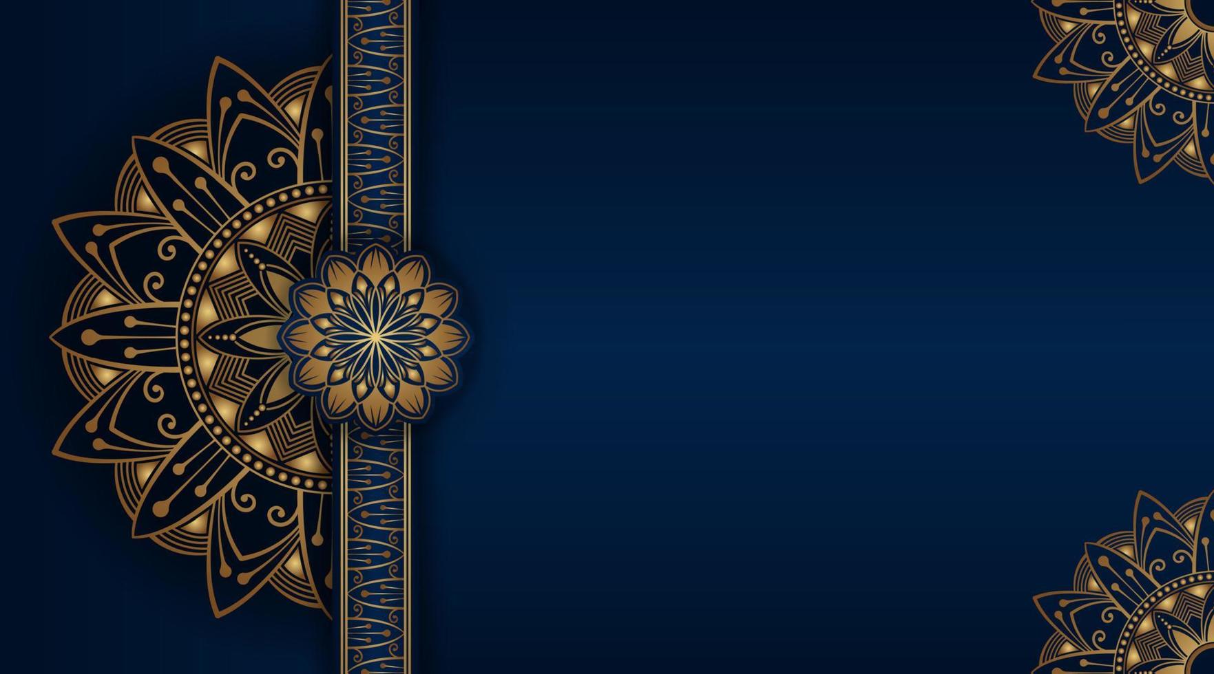 luxury mandala background, blue and gold, design vector