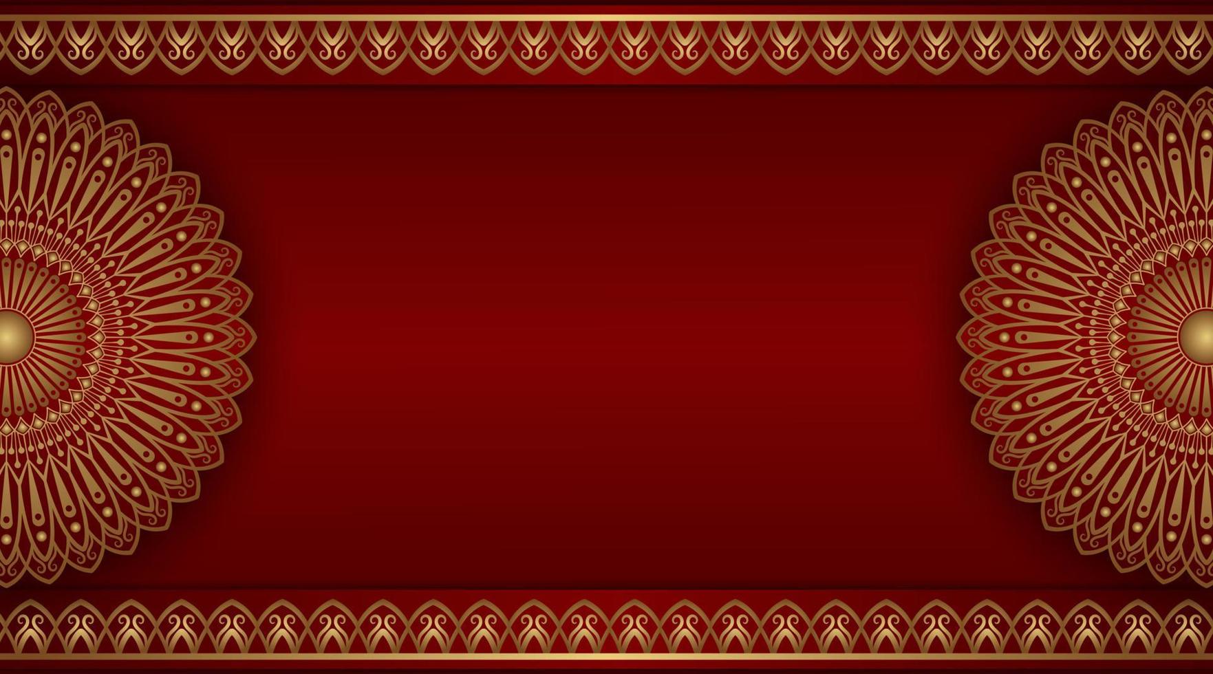 red luxury background, with gold mandala ornament vector