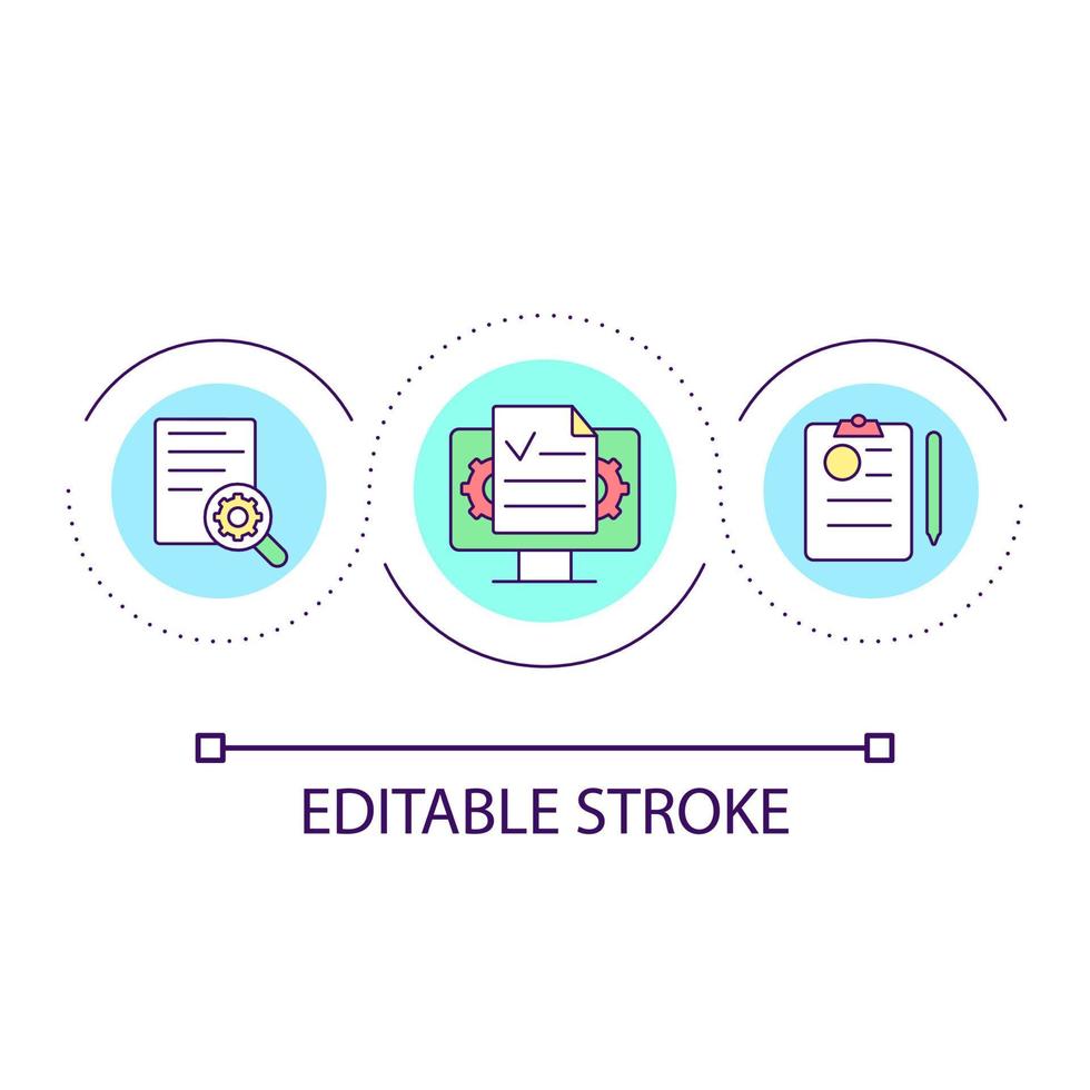 Digital documents usage loop concept icon. Digitization of corporate paperwork. Optimization abstract idea thin line illustration. Isolated outline drawing. Editable stroke vector