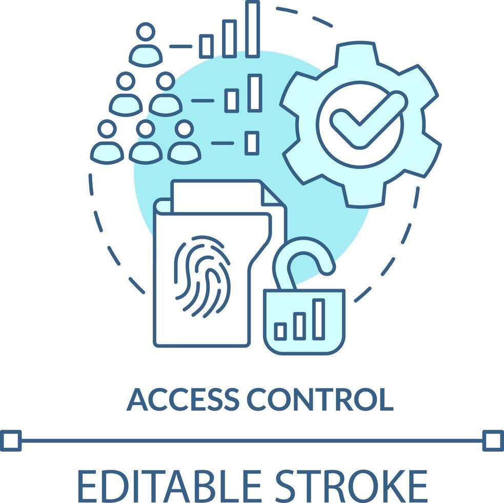 Access control turquoise concept icon. Part of physical security standard abstract idea thin line illustration. Isolated outline drawing. Editable stroke vector