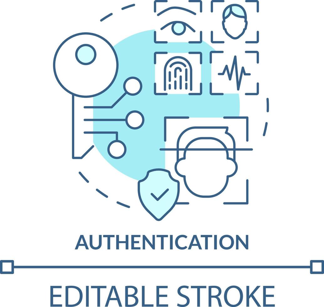 Authentication turquoise concept icon. Identity management abstract idea thin line illustration. Personal information. Isolated outline drawing. Editable stroke vector