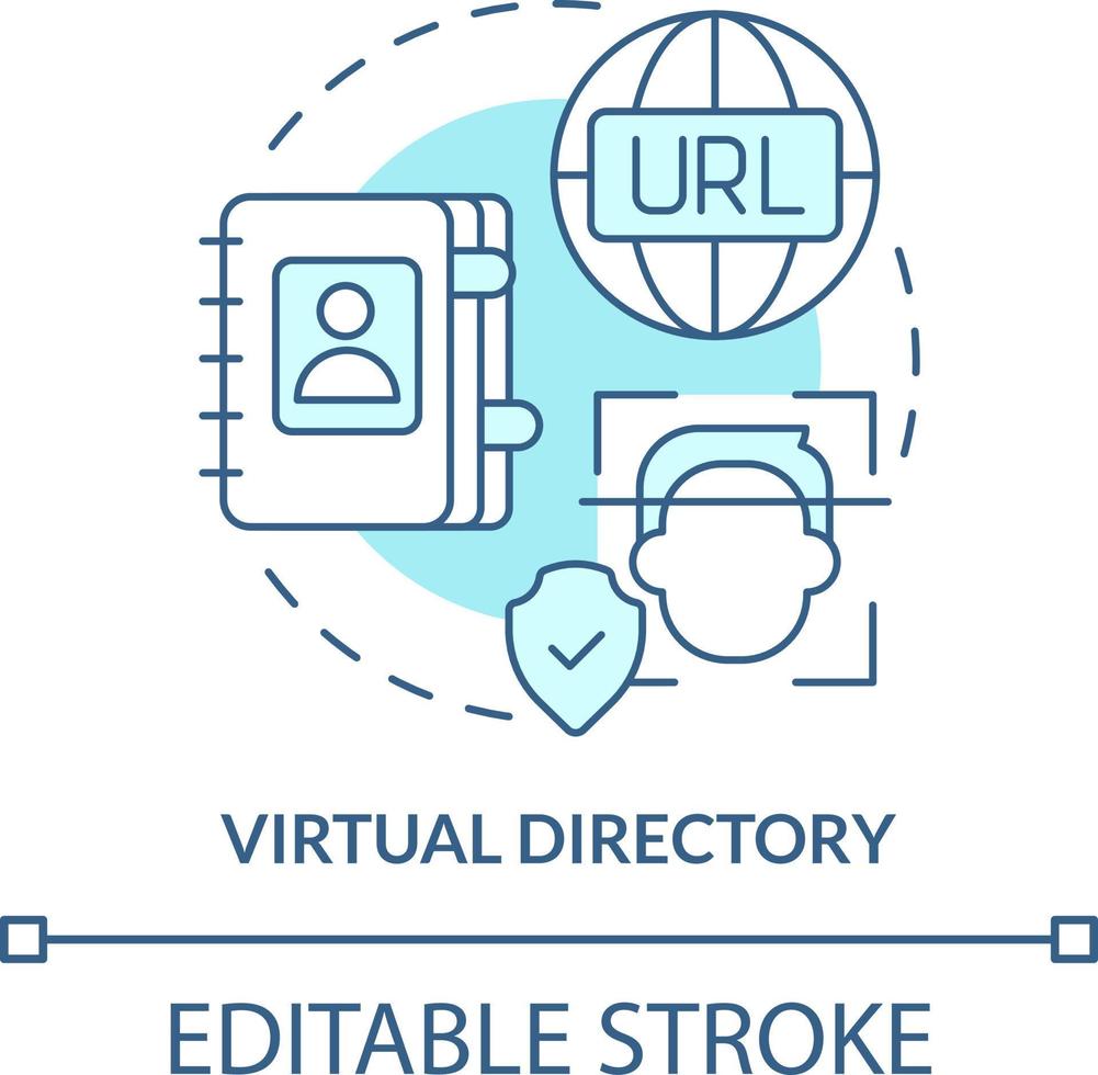 Virtual directory turquoise concept icon. Directory service abstract idea thin line illustration. Middleware application. Isolated outline drawing. Editable stroke vector