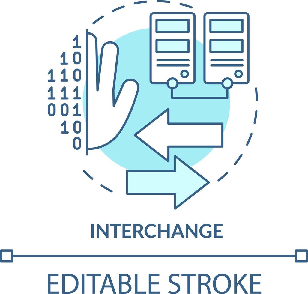 Interchange turquoise concept icon. Identity management abstract idea thin line illustration. Exchange information. Isolated outline drawing. Editable stroke vector