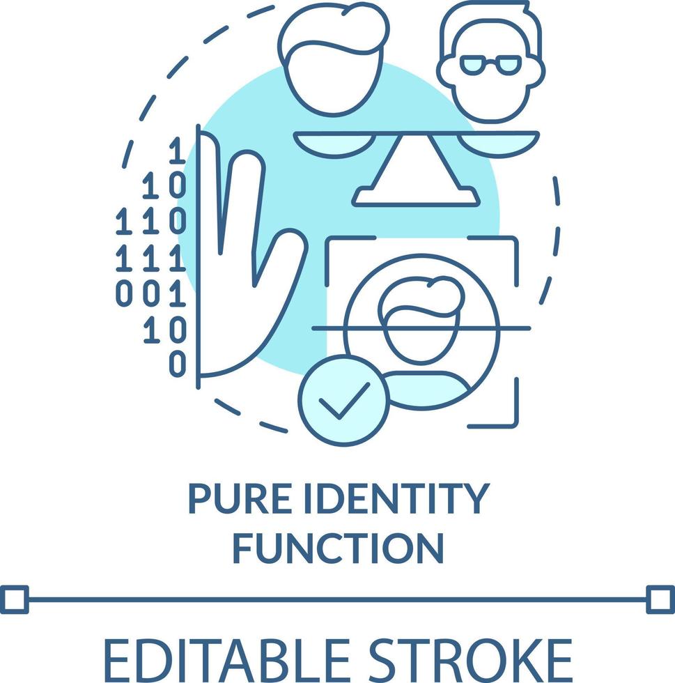 Pure identity function turquoise concept icon. Identity management process abstract idea thin line illustration. Isolated outline drawing. Editable stroke vector