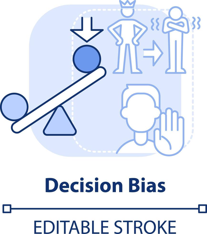 Decision bias light blue concept icon. Reject new ideas. Adaptability enemy in HR abstract idea thin line illustration. Isolated outline drawing. Editable stroke vector