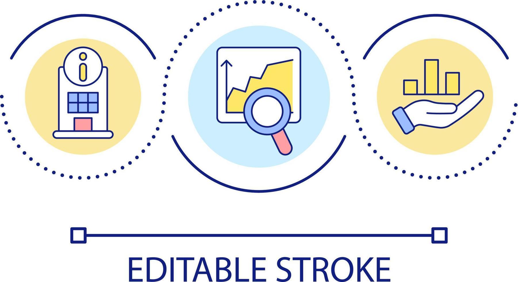 Make research loop concept icon. Business investigation and evaluation. Data analytics abstract idea thin line illustration. Isolated outline drawing. Editable stroke vector