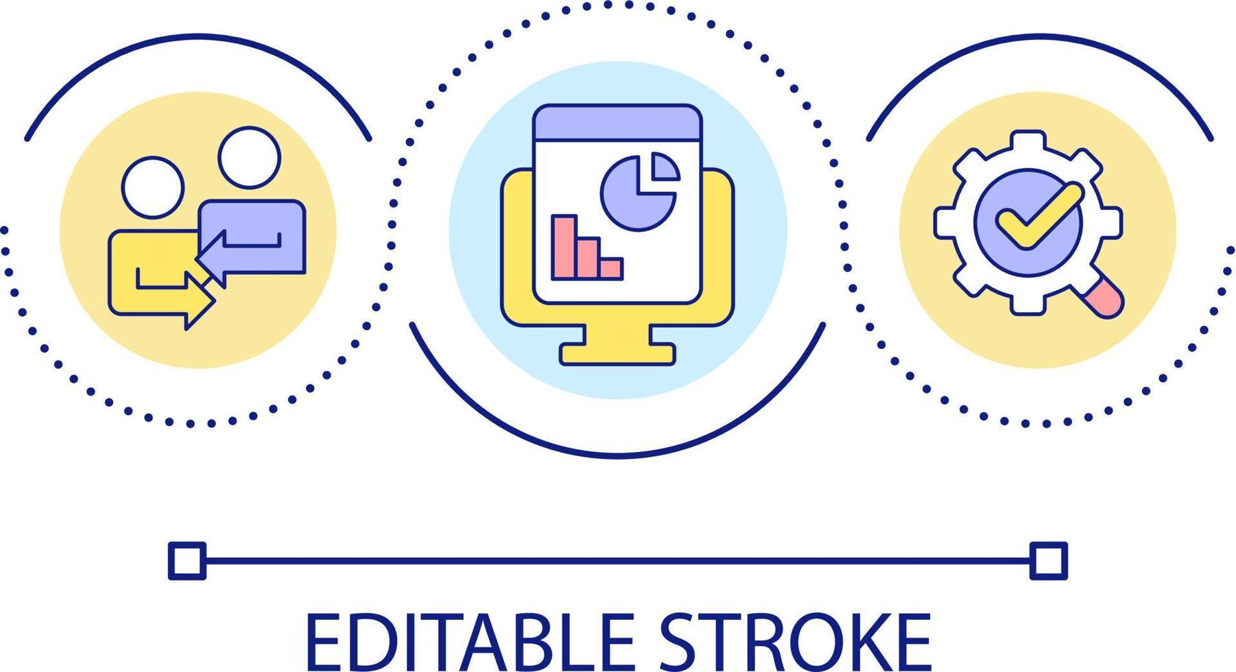 Maintain new business loop concept icon. Successful integration. Corporate management abstract idea thin line illustration. Isolated outline drawing. Editable stroke vector