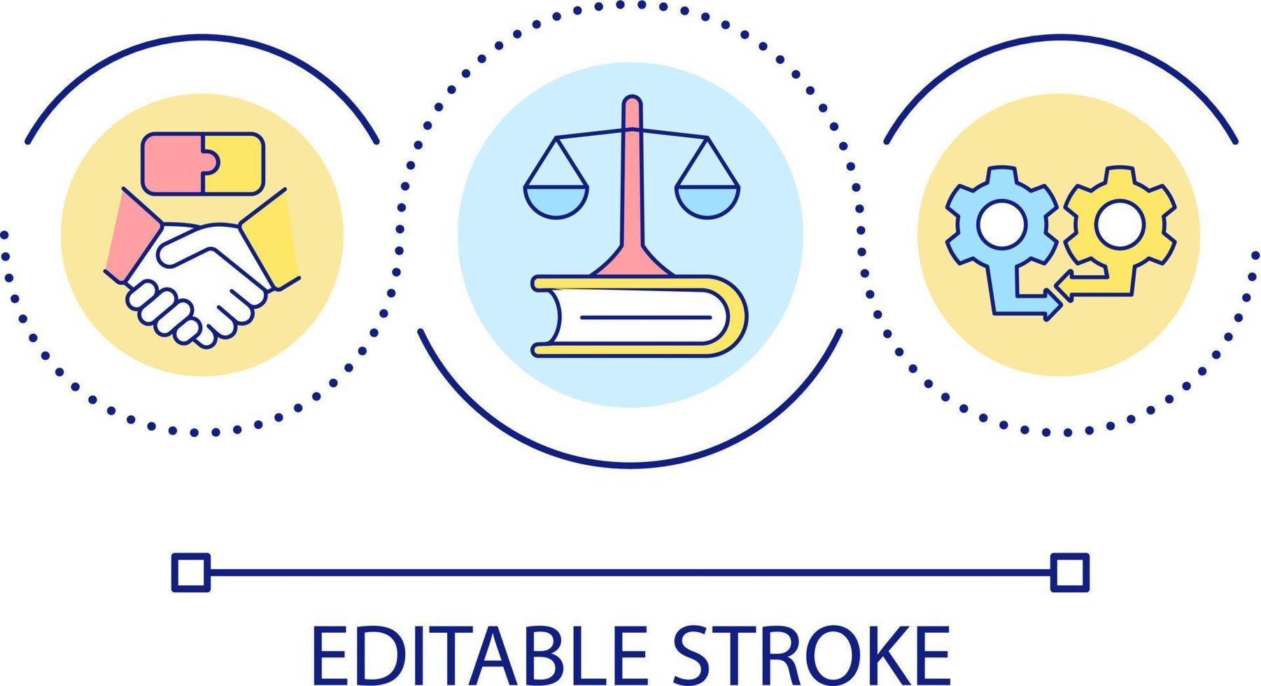 Legal cooperation loop concept icon. Business merger and integration. Consolidation abstract idea thin line illustration. Isolated outline drawing. Editable stroke vector