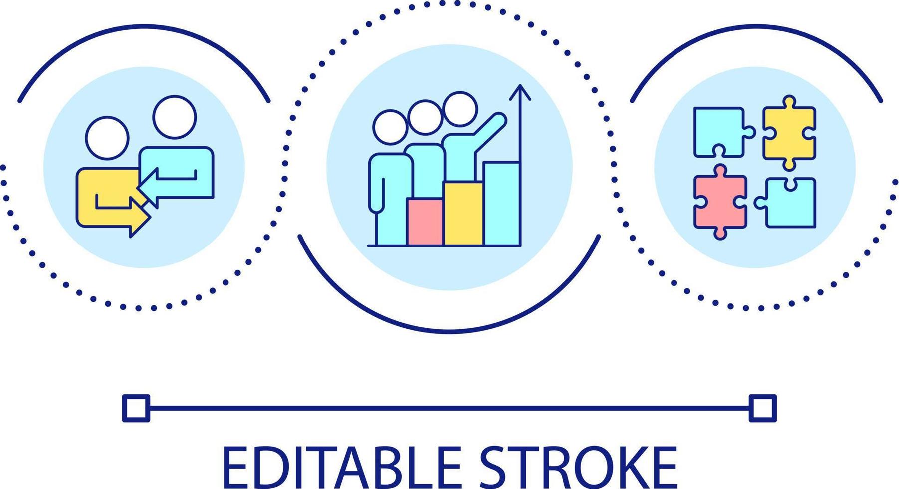 Business cooperation loop concept icon. Teamwork and communication. Problem solving skills abstract idea thin line illustration. Isolated outline drawing. Editable stroke vector