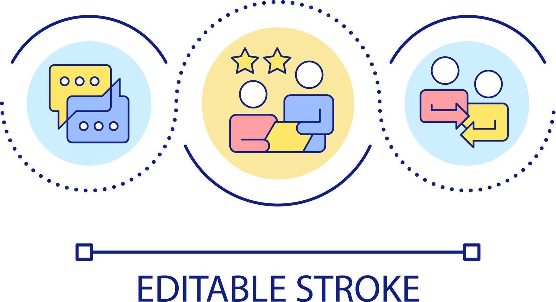 Business discussion loop concept icon. Merger negotiation. Business extension. Compromise abstract idea thin line illustration. Isolated outline drawing. Editable stroke vector