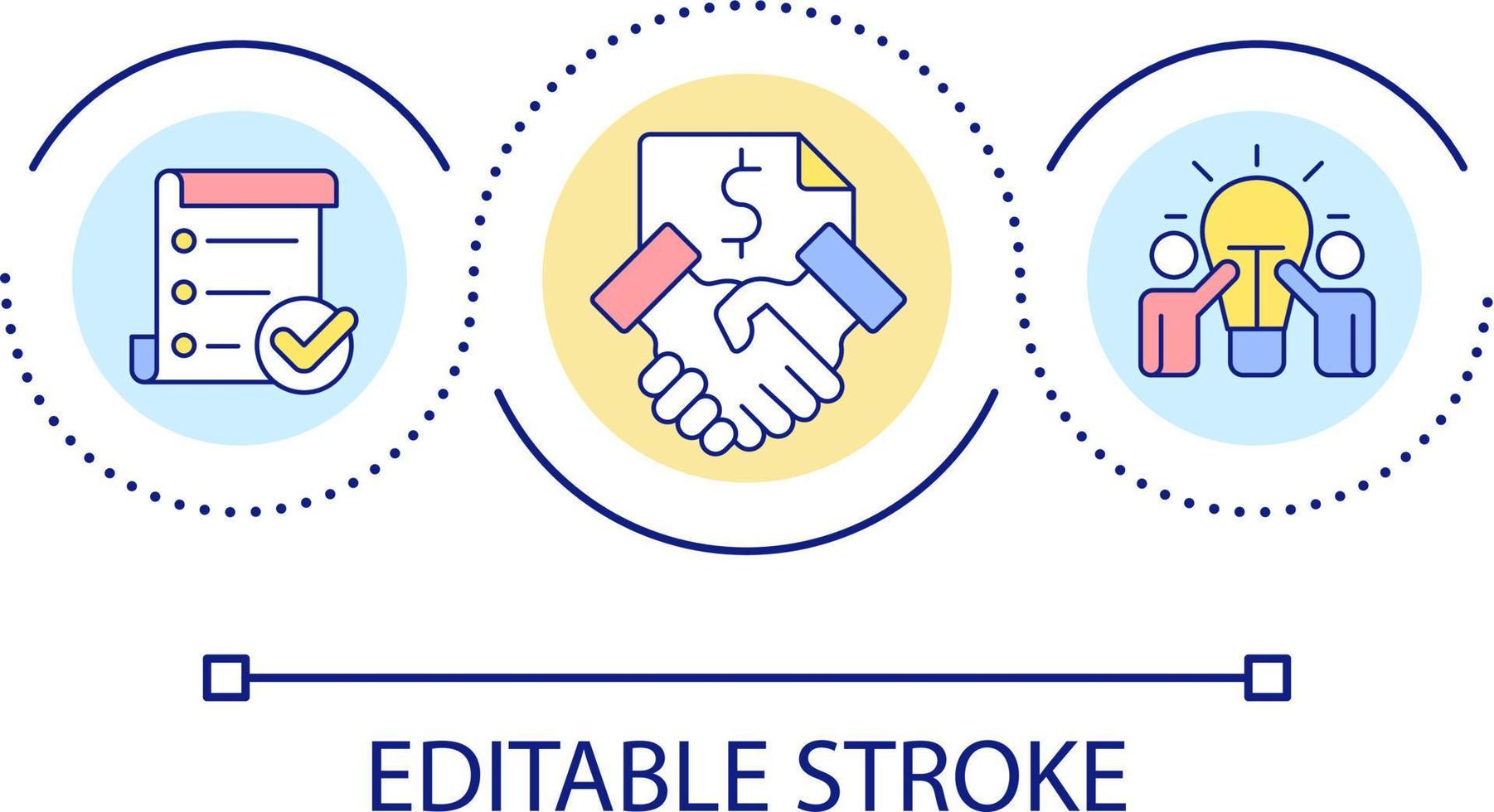 Legal deal closure loop concept icon. Contract signing. Partnership. Business merger abstract idea thin line illustration. Isolated outline drawing. Editable stroke vector