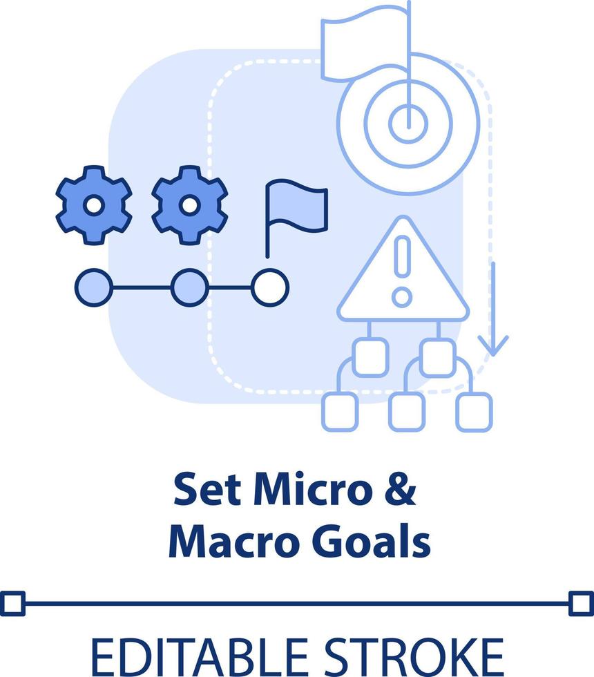 Set micro and macro goals light blue concept icon. Adaptability tip abstract idea thin line illustration. Isolated outline drawing. Editable stroke vector