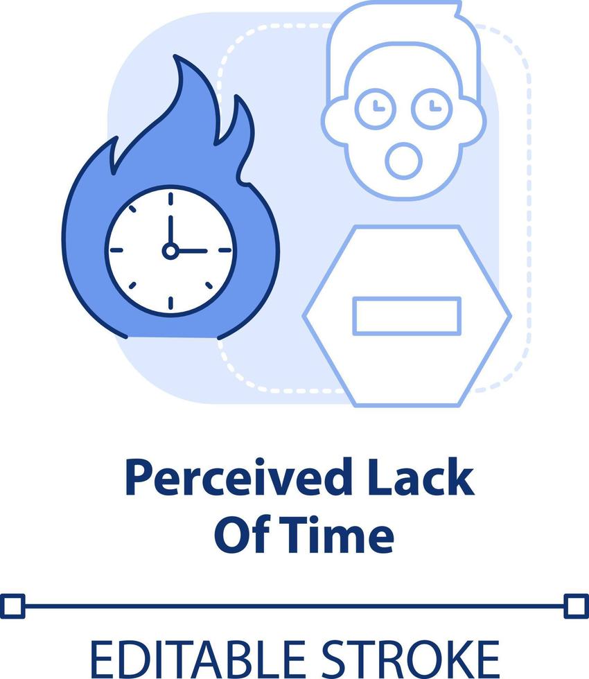 Perceived lack of time light blue concept icon. Barrier to change management abstract idea thin line illustration. Isolated outline drawing. Editable stroke vector