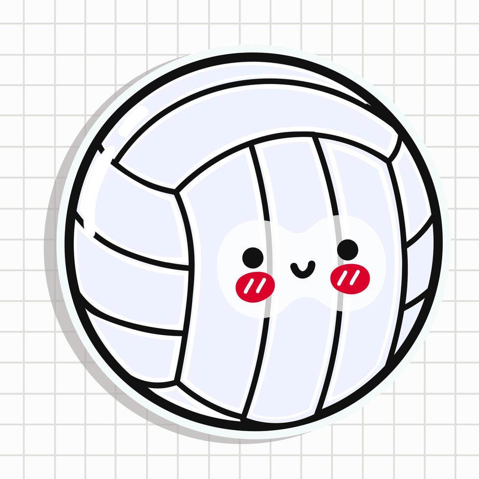 Cute volleyball sticker. Vector hand drawn cartoon kawaii character illustration icon. Isolated on background. Volleyball ball character concept