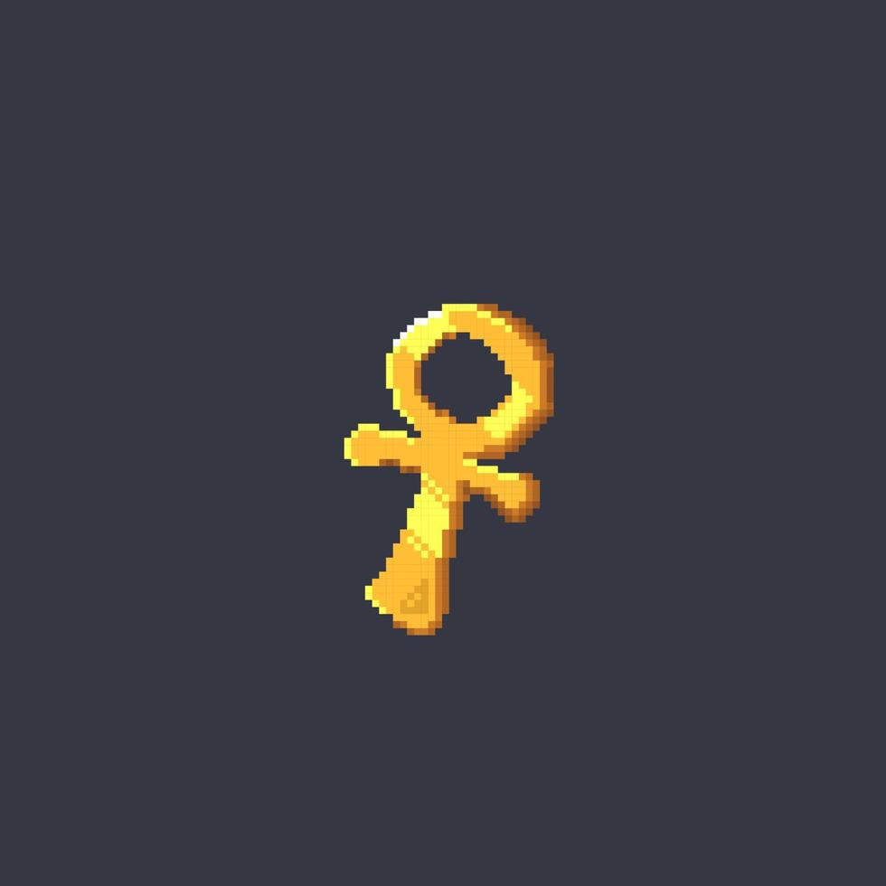 ancient ankh in pixel art style vector