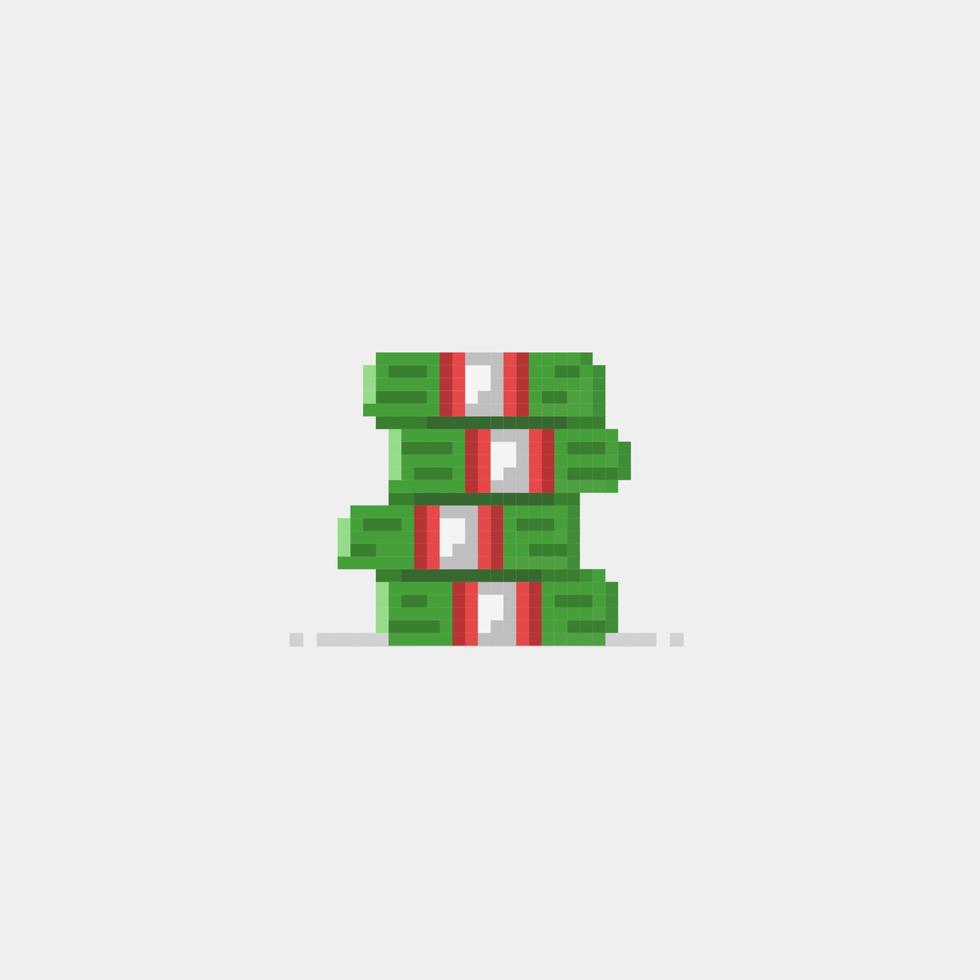 money pile in pixel art style vector