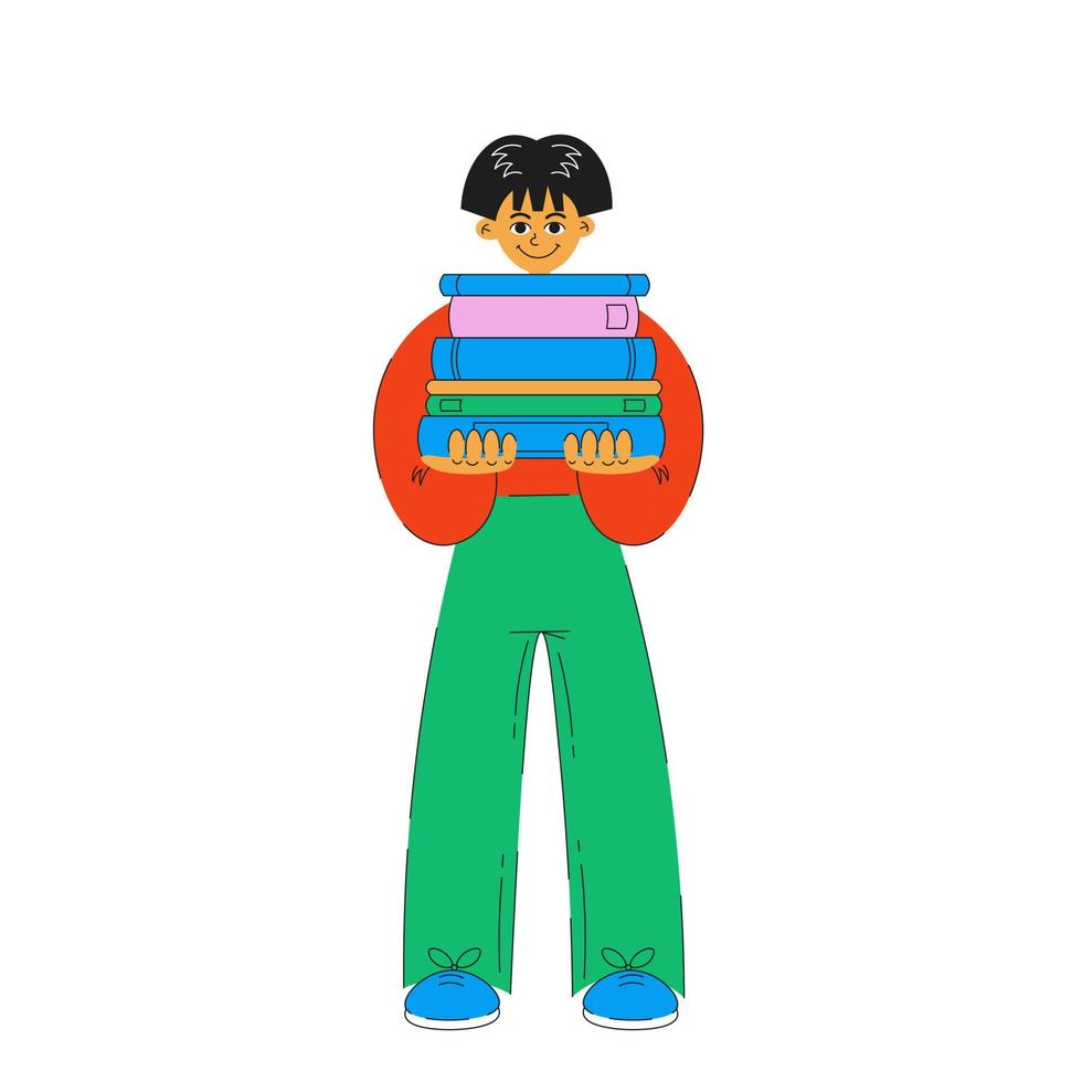 Person with stack of books vector