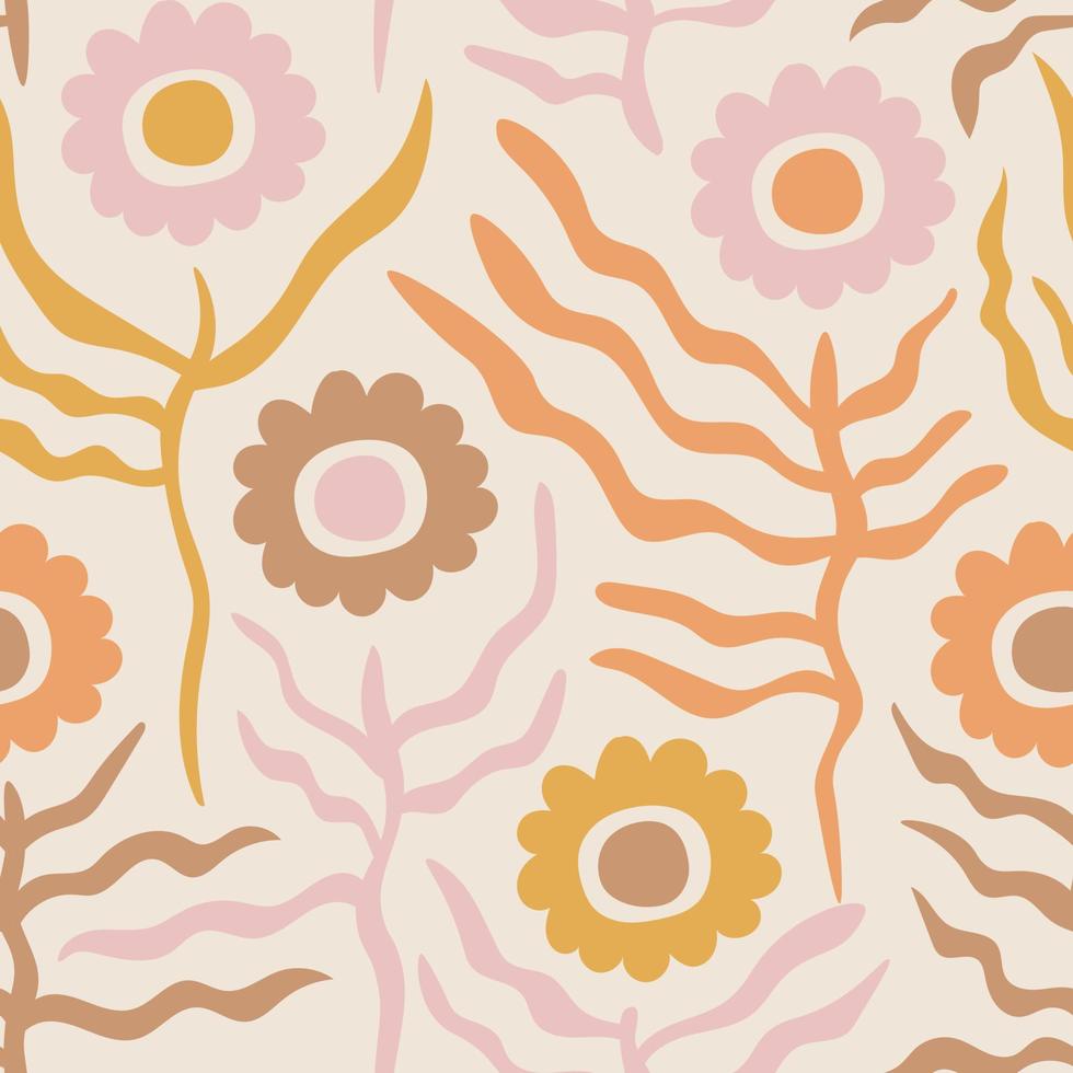 Wavy Botanical Seamless Pattern vector
