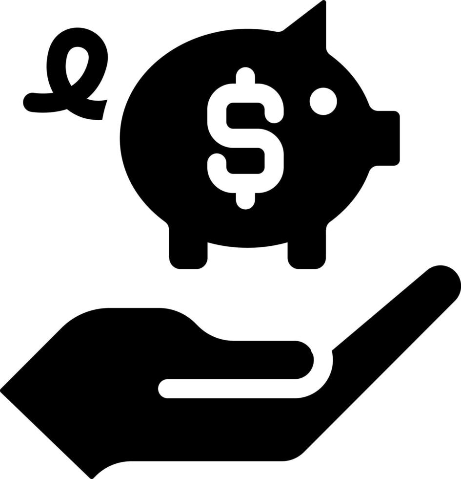 Saving money black glyph icon. Budget management. Emergency fund. Retirement account. Savings and investments. Silhouette symbol on white space. Solid pictogram. Vector isolated illustration