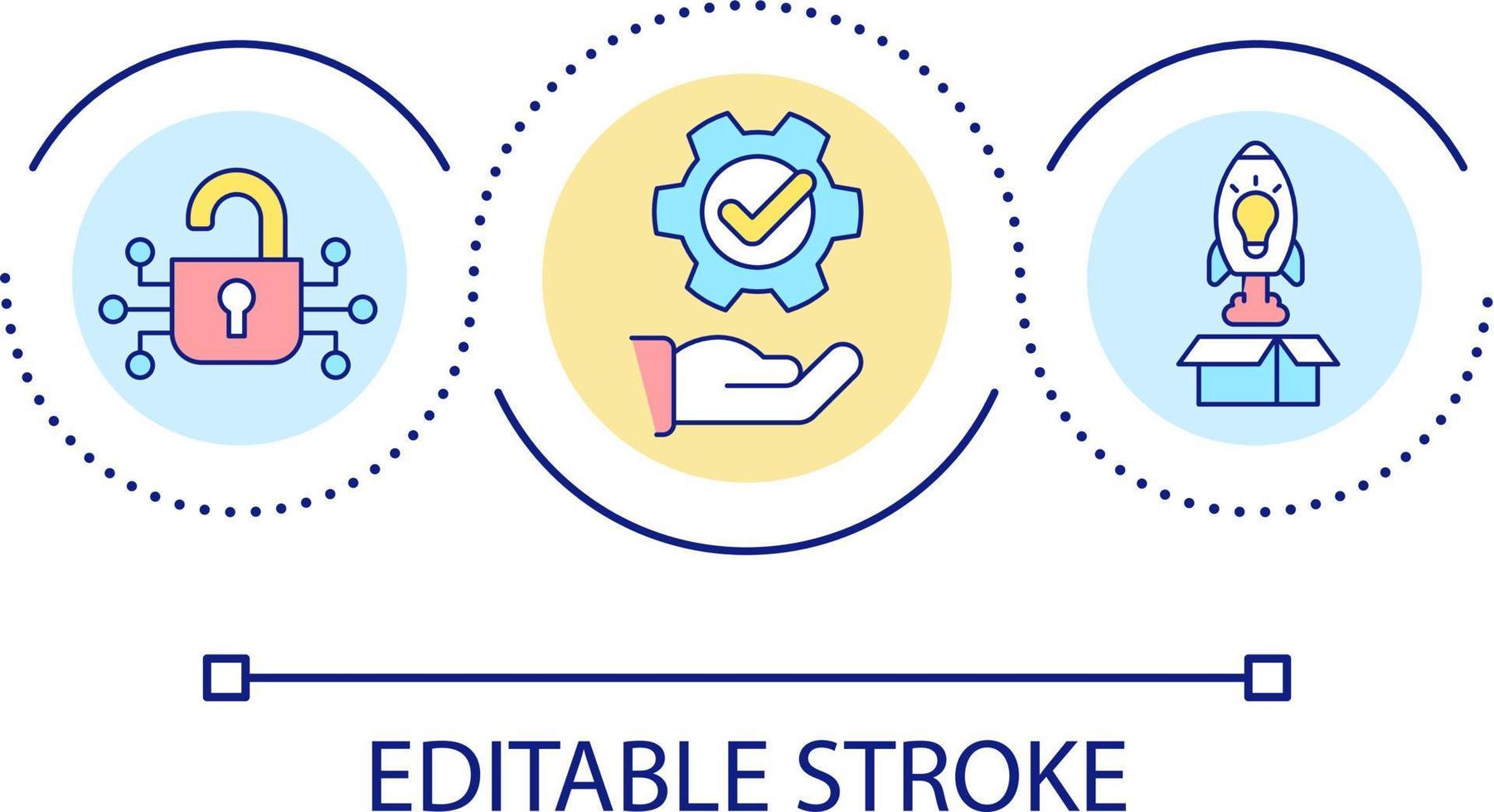 Innovation integration loop concept icon. Acquisition of assets. Business development abstract idea thin line illustration. Isolated outline drawing. Editable stroke vector