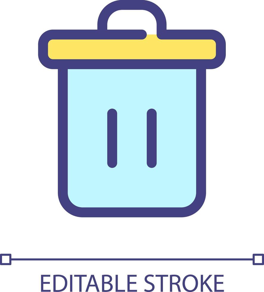 Trash can pixel perfect RGB color ui icon. Recycle bin. Garbage container. Simple filled line element. GUI, UX design for mobile app. Vector isolated pictogram. Editable stroke