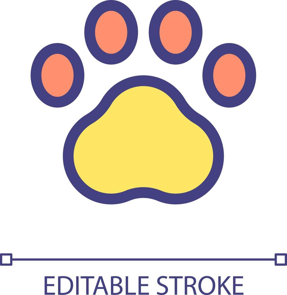 Pet paw pixel perfect RGB color ui icon. Goods for domestic animals. Simple filled line element. GUI, UX design for mobile app. Vector isolated pictogram. Editable stroke