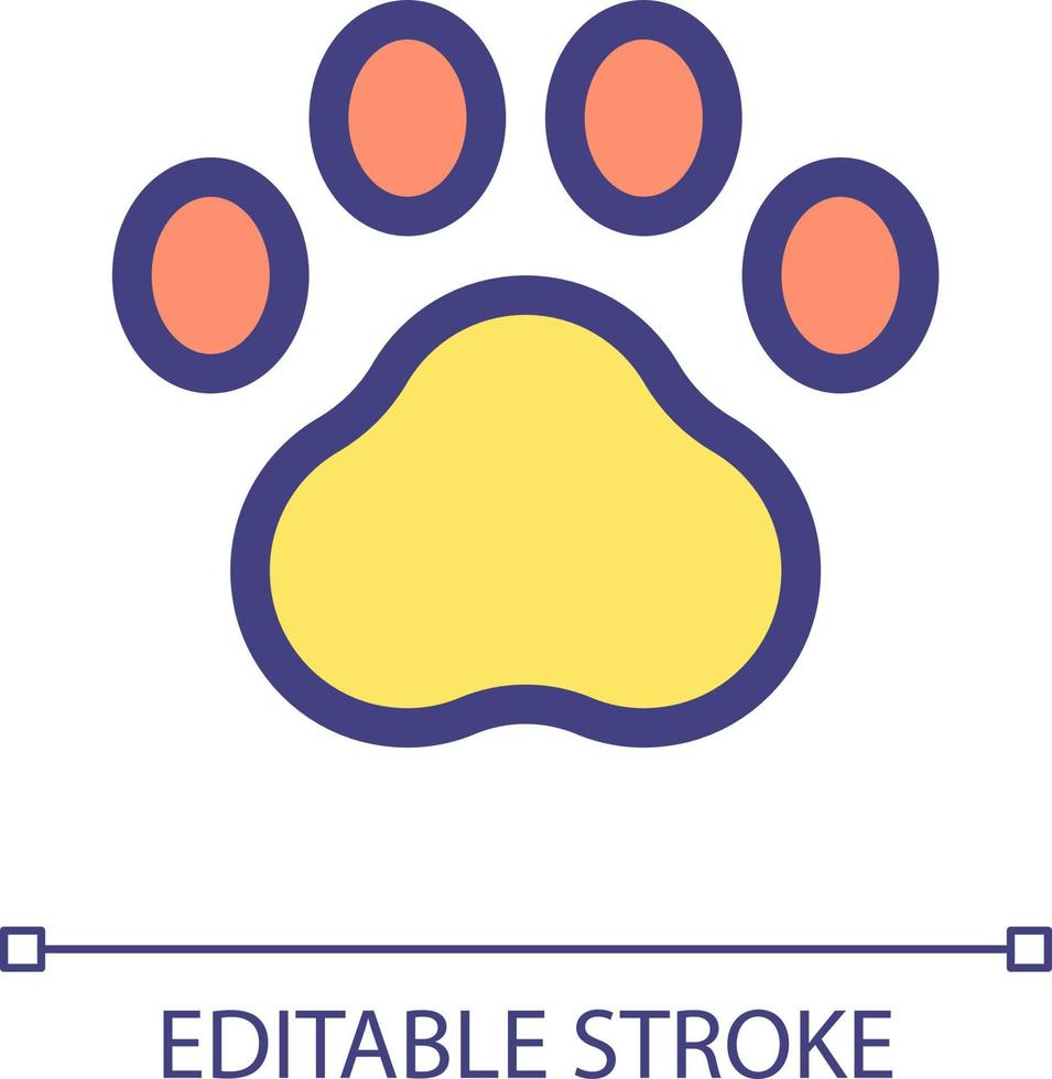 Pet paw pixel perfect RGB color ui icon. Goods for domestic animals. Simple filled line element. GUI, UX design for mobile app. Vector isolated pictogram. Editable stroke