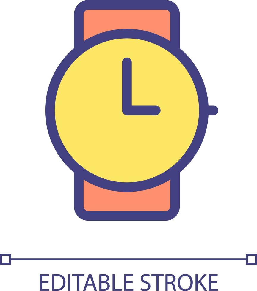 Wristwatch pixel perfect RGB color ui icon. Buying watches. Jewelry store. Simple filled line element. GUI, UX design for mobile app. Vector isolated pictogram. Editable stroke