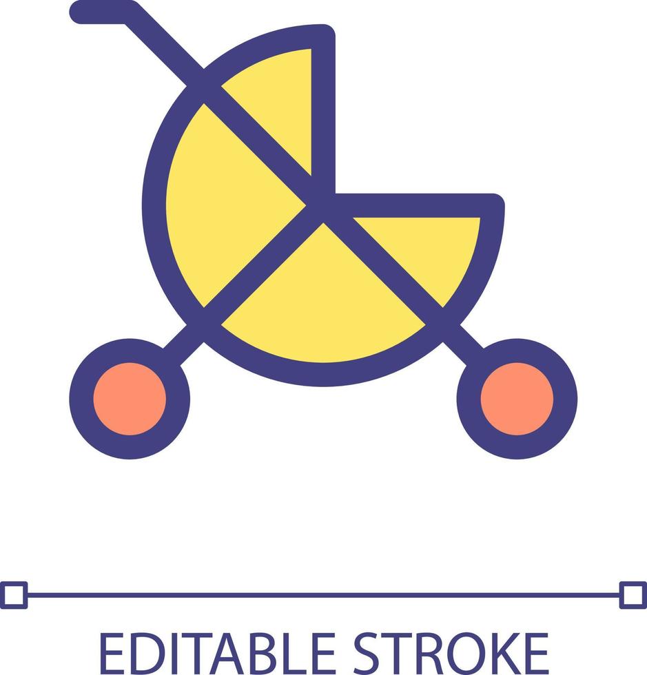 Baby carriage pixel perfect RGB color ui icon. Children goods department. Simple filled line element. GUI, UX design for mobile app. Vector isolated pictogram. Editable stroke