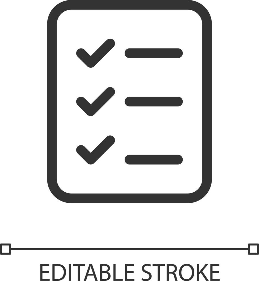 Shopping list pixel perfect linear ui icon. Remembering items to shop. Online marketplace. GUI, UX design. Outline isolated user interface element for app and web. Editable stroke vector