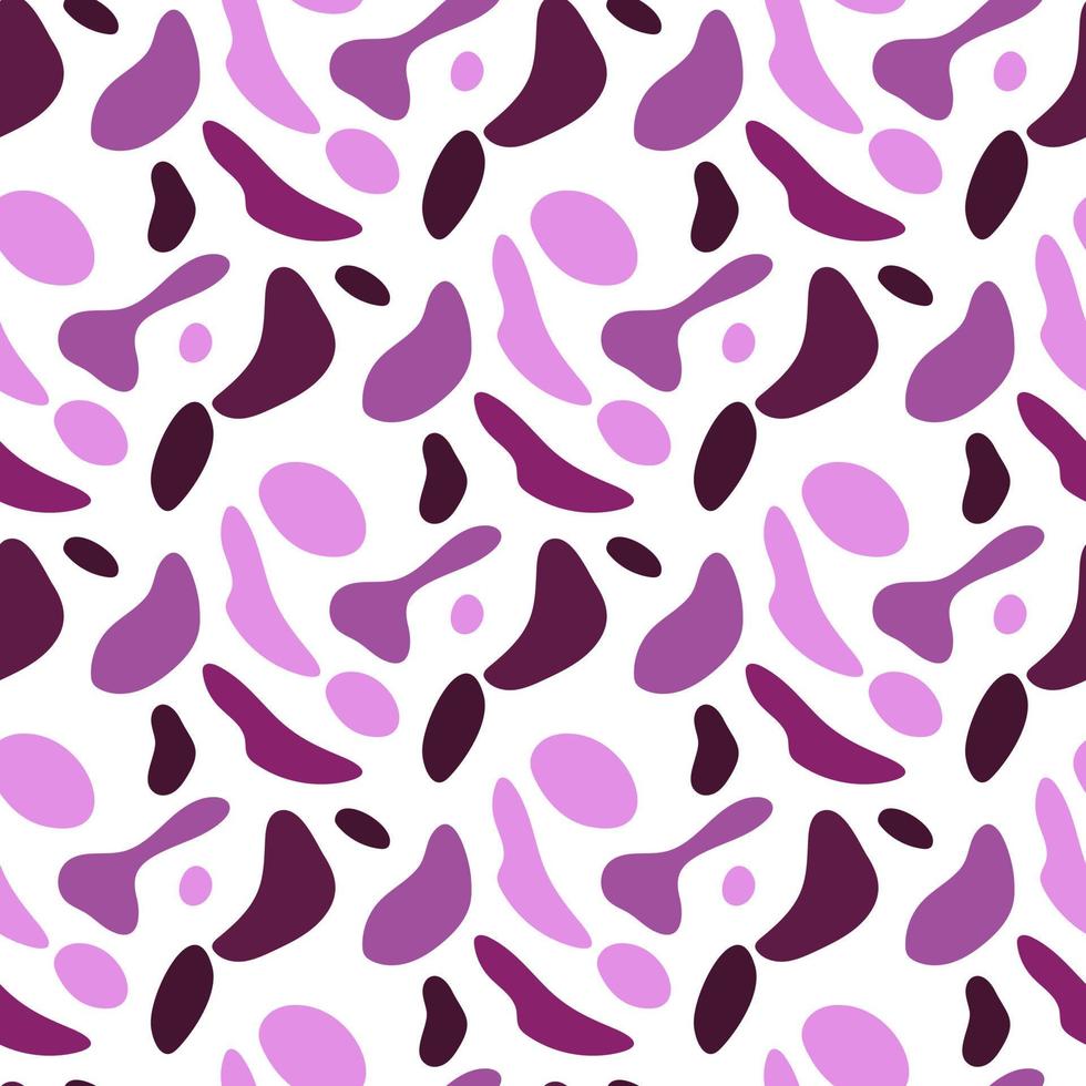Abstract purple pattern with various elements in the form of rounded elongated figures. Chaotic vector texture with curved, oval shapes. Printing on textiles and paper. Printing on gift packaging
