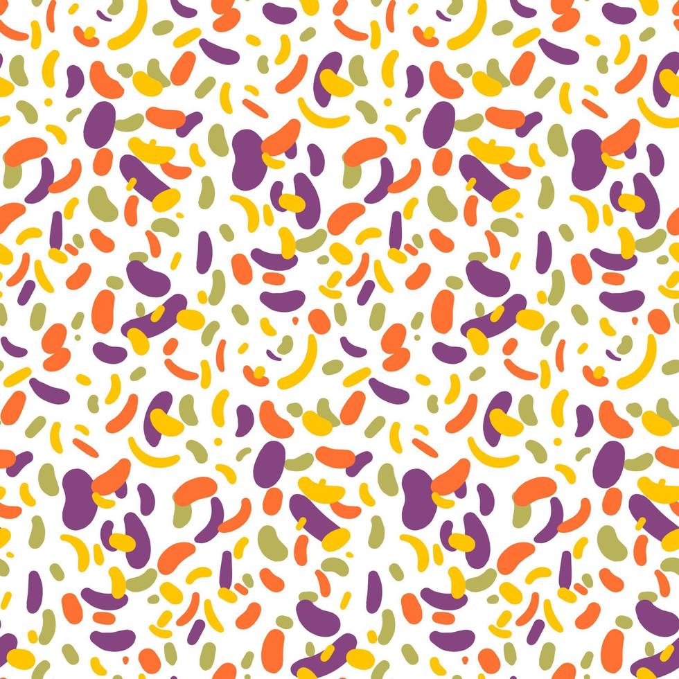 Abstract violet-orange pattern with various elements in the form of rounded elongated figures. Chaotic vector texture with curved shapes. Printing on textiles and paper. Printing on gift packaging