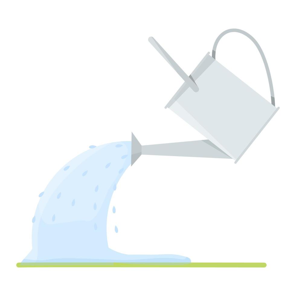Large metal watering can with pouring water vector