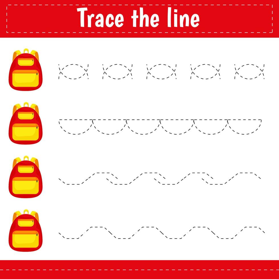 Handwriting practice sheet. Educational children educational game, printable worksheet for kids. Trace the line vector