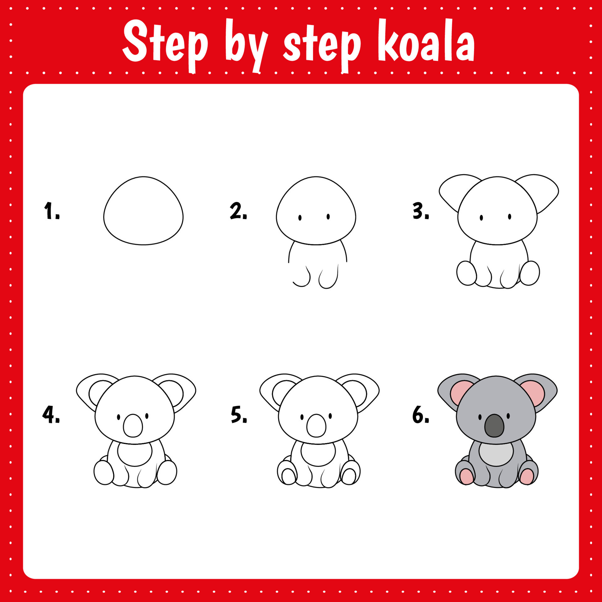 Drawing Lesson For Children How Draw Koala Drawing Tutorial With Drawing Lesson For Children How Draw Koala Drawing Tutorial With