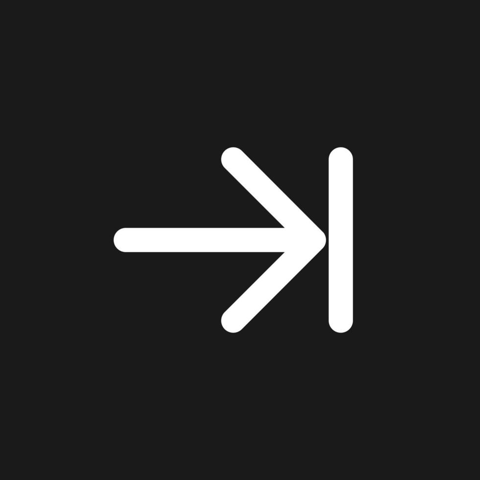 Next step dark mode glyph ui icon. Forward. Simple filled line element. User interface design. White silhouette symbol on black space. Solid pictogram for web, mobile. Vector isolated illustration
