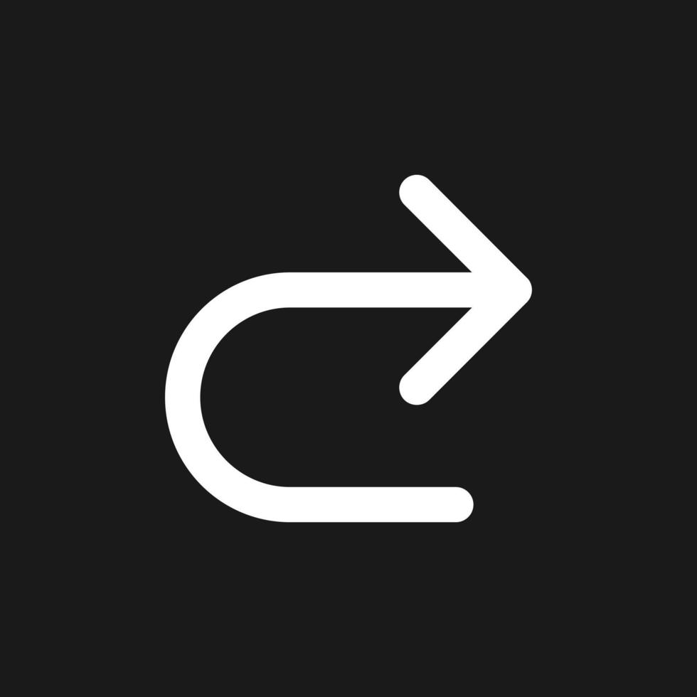 Repeat dark mode glyph ui icon. Simple filled line element. User interface design. White silhouette symbol on black space. Solid pictogram for web, mobile. Vector isolated illustration