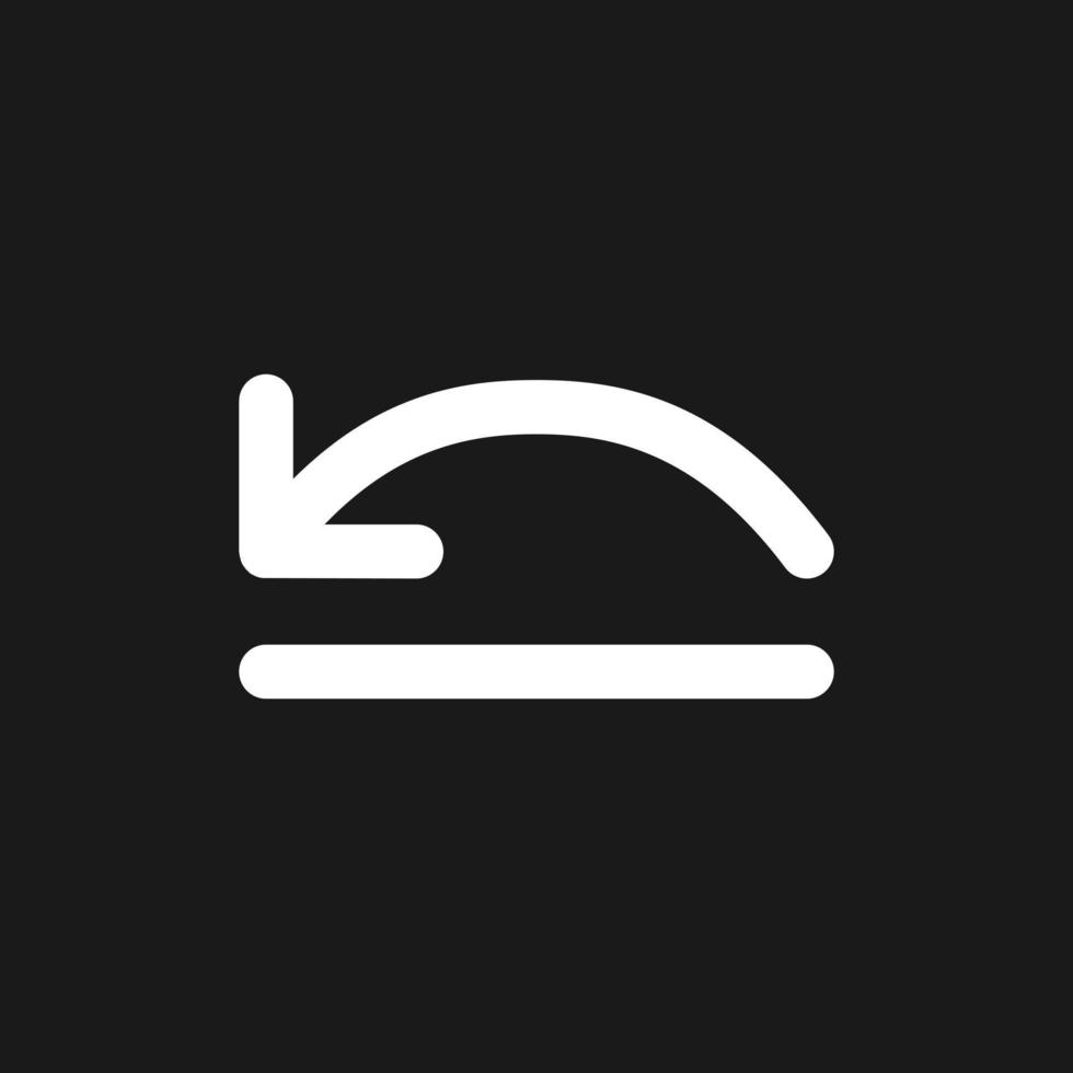 Move backward dark mode glyph ui icon. Simple filled line element. User interface design. White silhouette symbol on black space. Solid pictogram for web, mobile. Vector isolated illustration