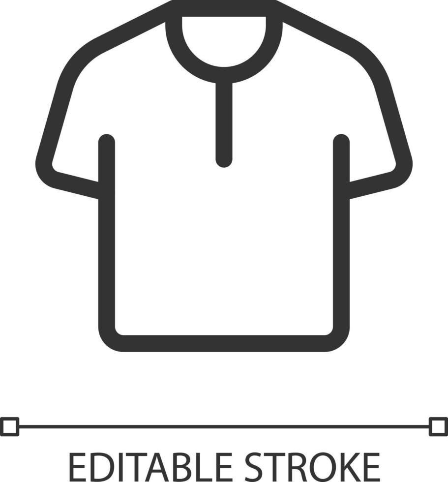 T shirt pixel perfect linear ui icon. Men clothing store. Online marketplace. Buying clothes. GUI, UX design. Outline isolated user interface element for app and web. Editable stroke vector