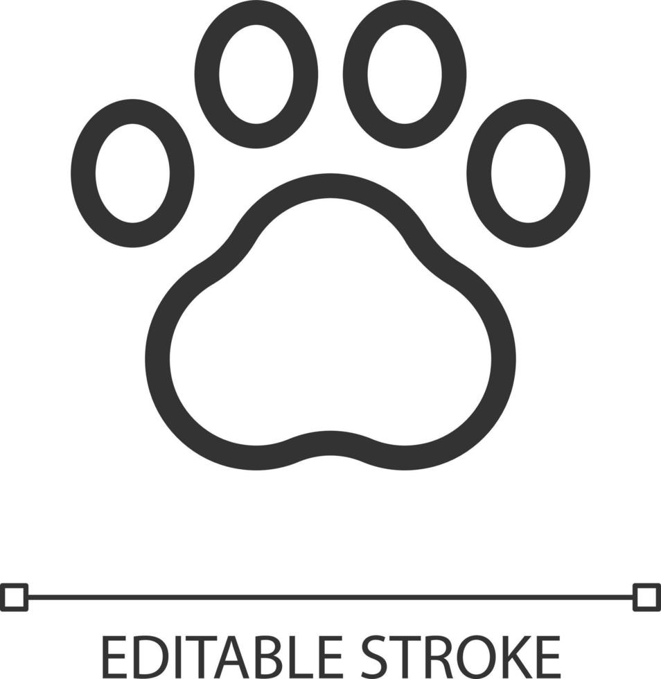 Pet paw pixel perfect linear ui icon. Goods for domestic animals. Online marketplace. GUI, UX design. Outline isolated user interface element for app and web. Editable stroke vector