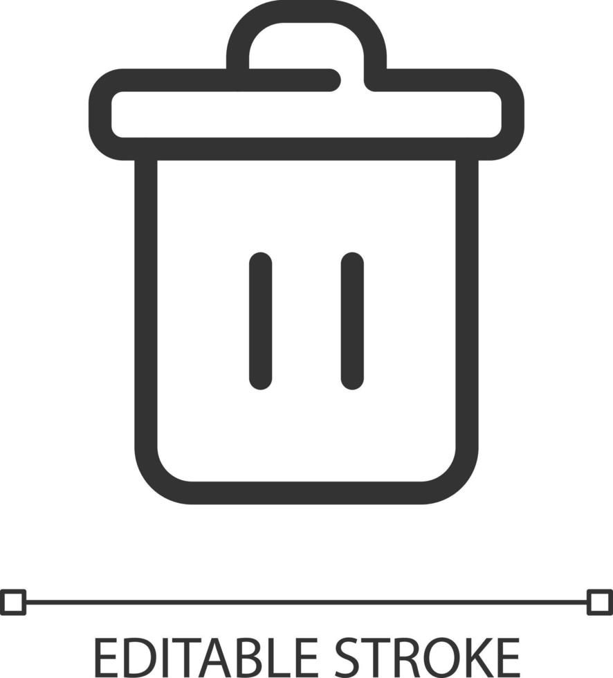 Trash can pixel perfect linear ui icon. Recycle bin. Garbage container. Online marketplace. GUI, UX design. Outline isolated user interface element for app and web. Editable stroke vector