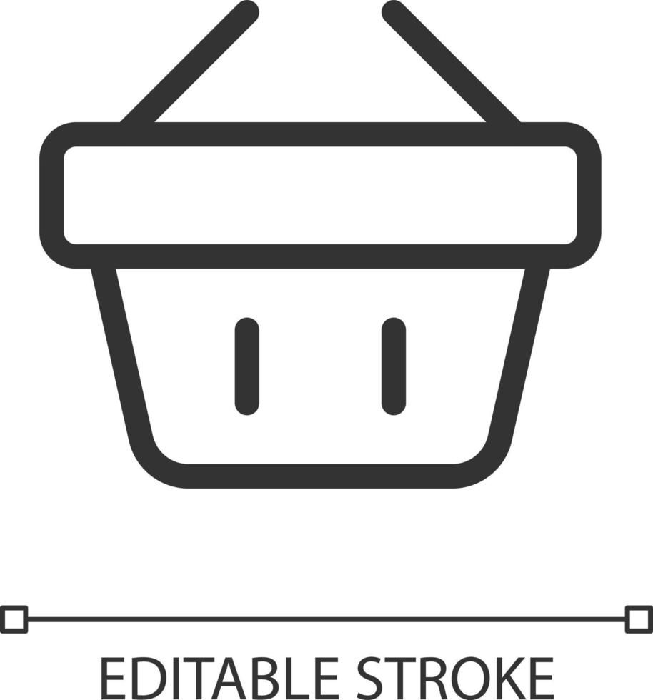 Shopping basket pixel perfect linear ui icon. Carry purchased items. Online marketplace. GUI, UX design. Outline isolated user interface element for app and web. Editable stroke vector