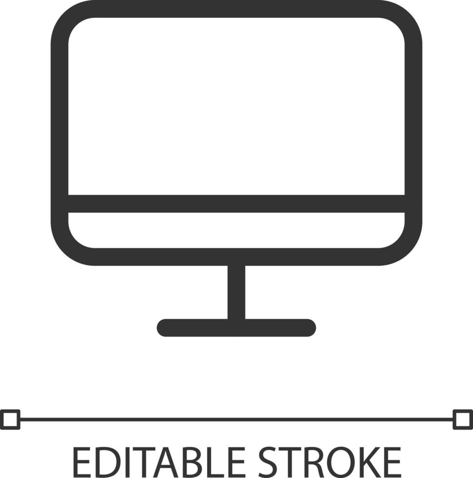 TV display pixel perfect linear ui icon. Television. Electronics store. Online marketplace. GUI, UX design. Outline isolated user interface element for app and web. Editable stroke vector
